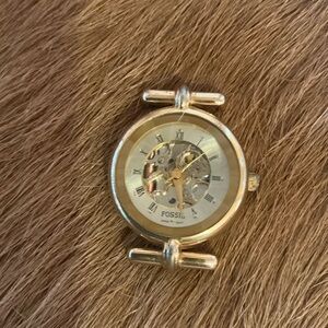 Fossil Gold Tone Skeleton Dial Watch